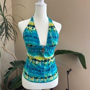 Candie's Teal and Yellow Swim Top